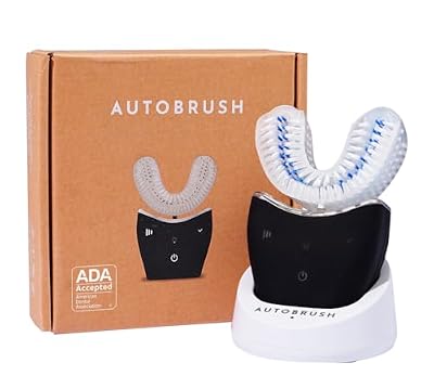 Autobrush Sonic Pro Electric Toothbrush – Only ADA Accepted U-Shaped Brush, Clinically Proven Up to 5.1X Better Cleaning, 30-Second Full Mouth 360 Clean, Rechargeable, Waterproof, Black, Men's Regular