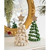 Adorno de árbol de Navidad de madera de estilo nórdico para decoración navideña de mesa, blanco/gris/verde (C)