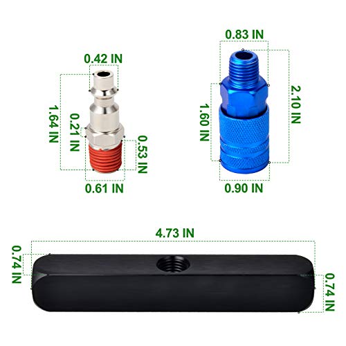 Taisher 4-Way Straight Air Manifold 5 Ports Aluminum Industrial Pneumatic Air Compressor Quick Connect Socket In Line Type Air Hose Splitter With 4 Couplers And 1/4" Male Npt Plug #TOP3