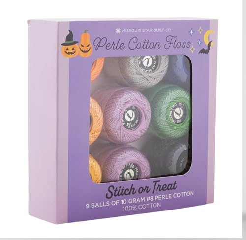 Missouri Star Stitch-or-Treat Perle Cotton Floss Pack 9 Vibrant #8 Perle Cotton Embroidery Thread Balls for Halloween Quilting Hand Stitching & Peel & Stitch Projects