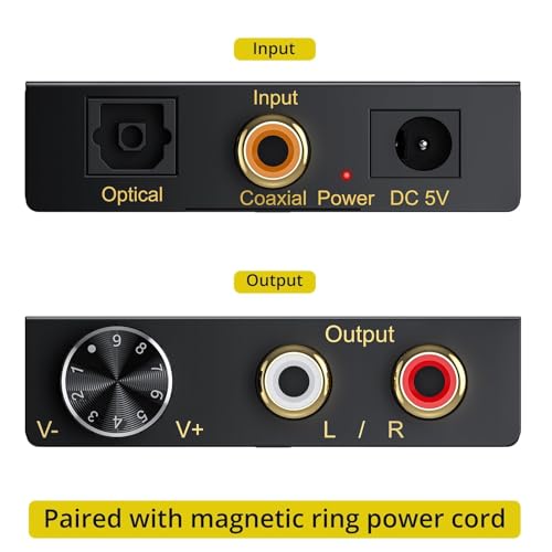 PROZOR Conversor de áudio digital para analógico suporta decodificador Dolby/DTS, decodificador ópti