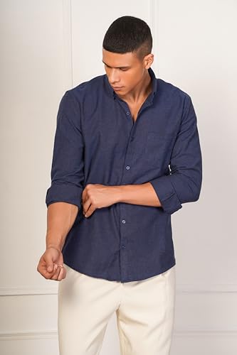 Image of Aatman Men's Eco-Friendly Cotton Shirt | Casual | Plain | Full Sleeve | Summer Regular Fit