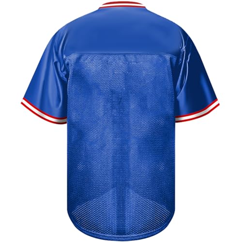 Atonmore Men Blank Plain Football Jersey, Adult Hip Hop Hipster Short Sleeve Mesh Pullover Shirts,Custom Sports Uniforms for Party(BE-Blue,Small) - Thumbnail 3