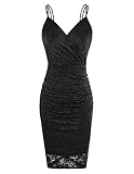 Graduation Dress for Women V-Neck Sexy Lace Homcoming Cocktail Dress Black L