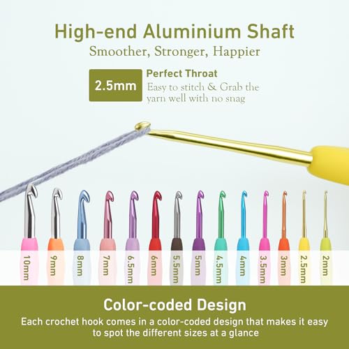 Image of 2.5mm Crochet Hook, Super Smooth 2.5 mm Ergonomic Crochet Hooks for Beginners, Comfort Crochet Needle for Arthritics, 1 Pack