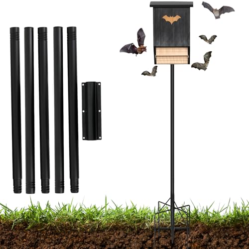 15 FT Bat House Pole, Telescoping Martin House Pole Kit, Heavy Duty Adjustable 10-Section Bat Houses Mount Kit with Ground Socket, Outdoor Metal Mount for Birdhouses and Wildlife Nesting