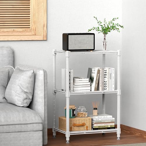 Image of M MZG 450 lbs Wire Storage Shelving 3-Tier Utility Shelving Unit Steel Organizer Wire Rack for Home,Kitchen,Office,White (11.8 inch D x 17.7 inch W x 26.4 inch H)