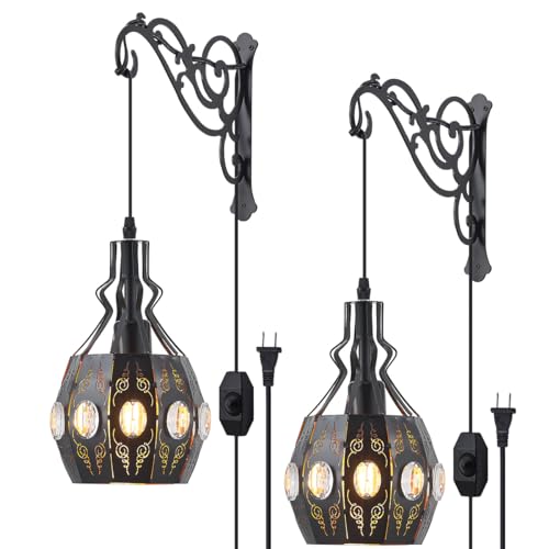 Image of YLONG-ZS 2PK Crystal Plug in Wall Sconce Hanging Lamp Shelf Dimmable Wall Sconces Adjustable Wall Lights with Wall Sconces Wall Mount Plug in Lamps for Bedroom Living Room