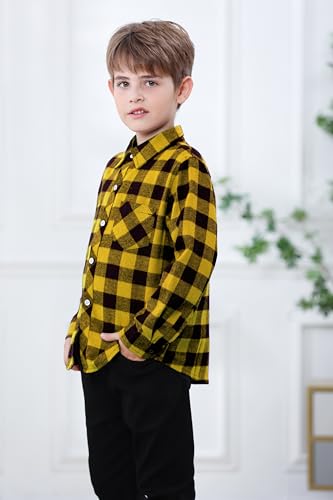 Image of Betusline Boy and Men Button Down Plaid Shirt
