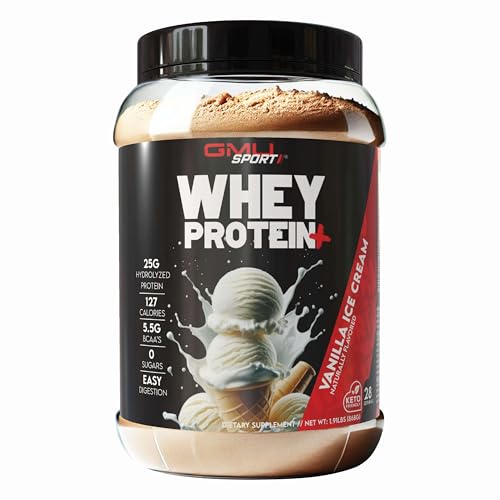 Image of GMU SPORT Whey Protein Powder+ Concentrate 2lb | 25g Protein for Muscle Growth & Recovery | Delicious Flavor, Easy to Mix | Non-GMO, Gluten-Free |28 Servings Vanilla Protein Supplement