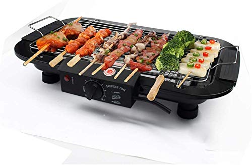 Indoor Elektro-Grill Rauchfrei Table BBQ Grillen mit 5-Stufen Temperatureinstellung 2000W High Power für Heim Außenhof Abendessen, Schwarz