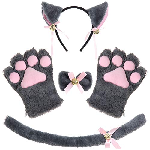 Kikier Kit para gato, disfraz de Halloween, accesorios para fiesta festiva, cola de gatito, collar...