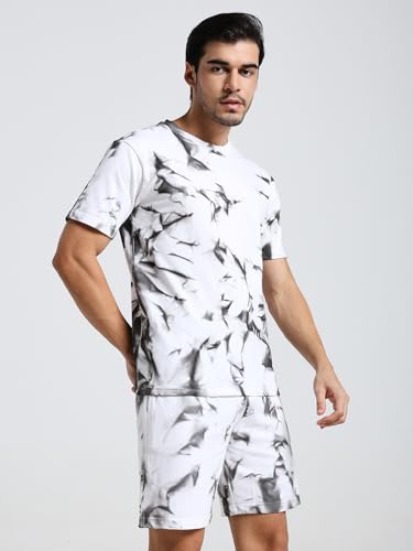 Image of Vogaan Men's Cotton Short Sleeve Tracksuit Summer T Shirt & Shorts Set with 2 Pockets || Casual Co-ord Sets