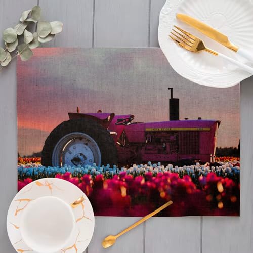 Set de table en lin tracteur vintage grand format 40x28,5 cm d'exception - 4