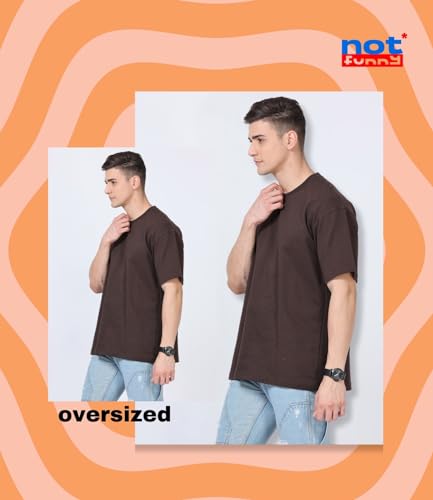 Image of Not Funny 280 GSM Pure Organic Cotton Oversized t Shirts for Men | Drop Shoulder Tshirt for Men & Boys (Available in Black, Blue, Beige,Orange & White)