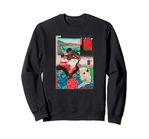 Art japonais suspendu avec le chat, Tokyo, Japan Art Print Sweatshirt