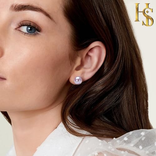 Image of HIGHSPARK 925 Silver Classic Pearl Earrings for Women | 92.5 Sterling Silver & Brilliant Lustre Pearls | Lovely Gift for Women