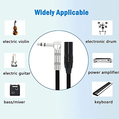 Pngknyocn 1/4 To Xlr Cable 90 Degree Right Angle 6.35 Mm Trs Male Plug To Xlr Female Jack Audio Stereo Microphone Cable For Speakers, Stage, Dj And More（50Cm） #TOP6