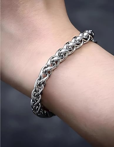 Image of R Art Men's Stainless Steel Glow in Dark Ring Pendant with Chain and Bracelet | Heartbeat Design Luminous Necklace Ring Combo Jewelry Gift for Men