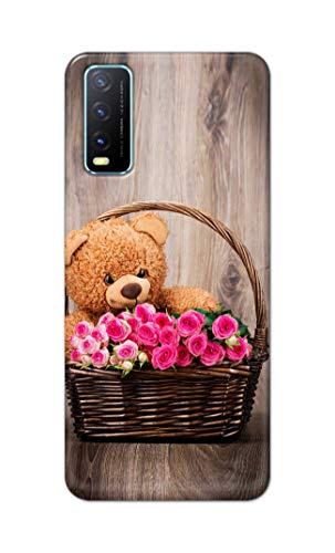 Image of PRINTFIDAA Roses and Teddy Bear in The Wicker Hard Back Cover for Vivo Y20 / Vivo Y20i / Y20s / Y20G / Vivo Y12s / Y20S (G) Back Cover -(P6) KAT1004