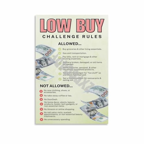 Low Buy Challenge Rules Poster Saving Money And Intentional Spending