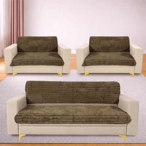 Image of Homerz Premium Rabbit Fur Sofa Cover with Anti-Skid Backing, Soft Plush Fabric Sofa Protector for Living Room Furniture (Coffee, 7 (3+2+2) Seater, Seat Cover with Backrest)