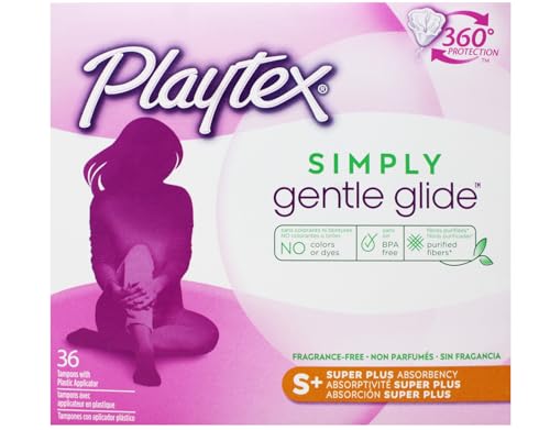 Image of Playtex Gentle Glide Tampons with Triple Layer Protection, Super Plus, Unscented - 36 Count (Pack of 2)