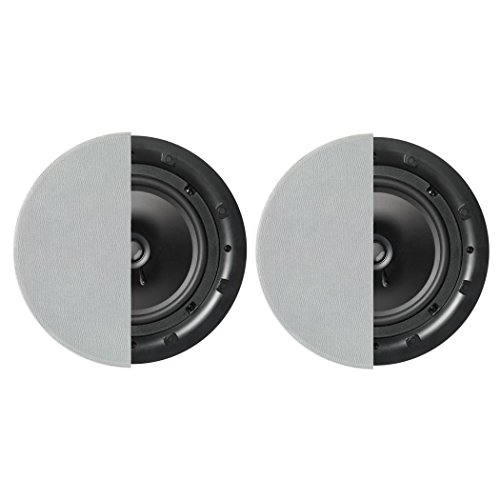 Q ACOUSTICS Q Install QI80C - Altavoces de Techo Profesionales de 8 Pulgadas (par) (Rejilla Redonda), Color Negro