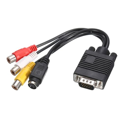 MECCANIXITY VGA to RCA Cable, 3RCA + S-Video Adapter VGA Cable for TV PC Computer