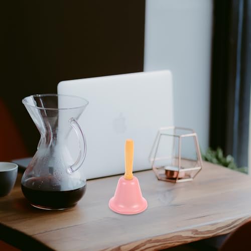 MAGICLULU 1Pcs Xmas Hand Call Bell Handbell with Wooden Handle Solid Loud Hand Bell for Christmas Dinner Calling Decor Pink - Image 3