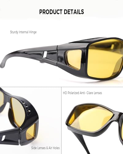 Fimoson Night Driving Glasses For Men Women Fit Over Sunglasses Anti Glare Polarized Hd Night Vision Glasses thumb #3