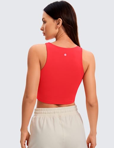 Image of CRZ YOGA Butterluxe Double Lined Crop Tank | Casual, Extremely Soft, Tight Fit, High Neck, Racerback, Sleeveless Tops for Women