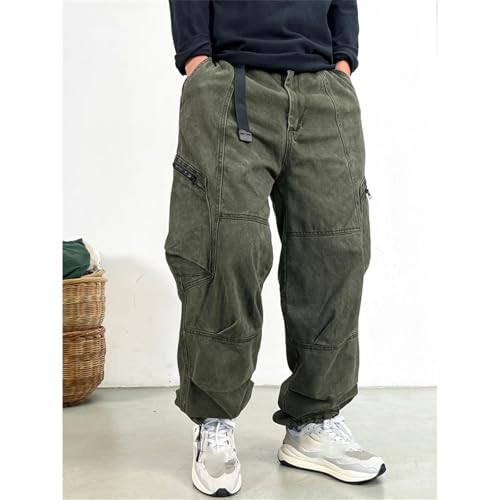 Men Japanese Streetwear Long Staple Cotton Twill Cargo Plus Size Casual Work Pants Baggy Trousers3