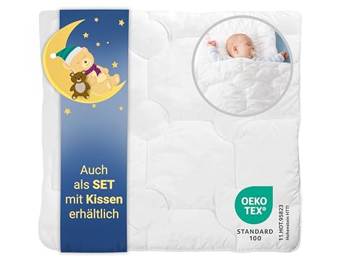 ZOLLNER Bettdecke für Kleinkinder - für Allergiker geeignet – Mischgewebe - waschbar bis 95°C – 80x80 cm - Hotelqualität