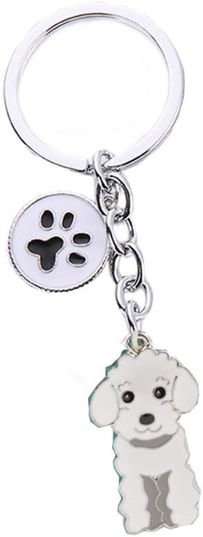 Dog Key-ring Keychain,10cm Cute Metal Dog Keychain Keyring Keyfob Bag Charm Best Birthday (White Poodle)