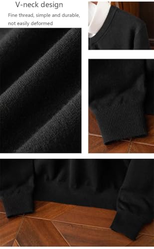 Men Slim Fit Casual Sweater,Men's V-Neck Long Sleeved Pullover,Knitted Soft Warm Sweater3