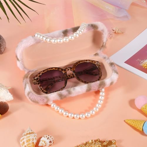 BTHRORO Kinder Brillenetui Hardcase mit Sonnenbrille, Brillenetui Kinder mit Tragegriff, Tragbare Brillen Etui UV-Schutz Sonnenbrille für Mädchen