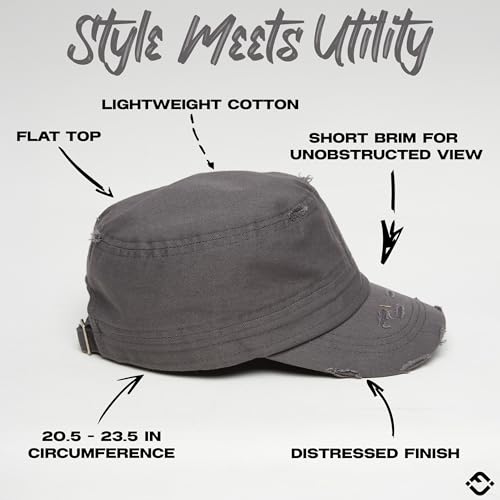 Image of Funky Junque Newsboy Hat for Women - Distressed Cadet Cap, Army Military Style Vintage Baseball Hat