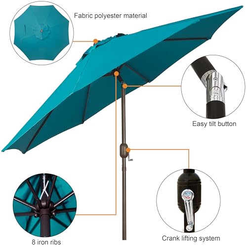 blissun 939 outdoor patio umbrella outdoor table umbrella yard umbrella market umbrella with 8 sturdy ribs push button tilt and crank