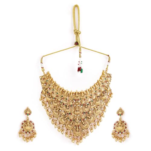 Rubans Gold-Plated Red Green Stone-Studded Temple Jewellery-Set For Women (B0D6GC8NVL) Amazon Price History, Amazon Price Tracker