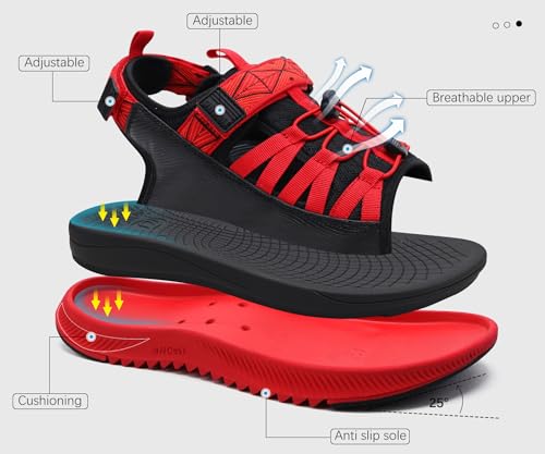 Image of ONCAI Men Hiking Sandals, Arch Support Walking Sandals with Outdoor Orthotic Footbed for Plantar Fasciitis, Hombre Sandalias Recovery Sport Size 7-14