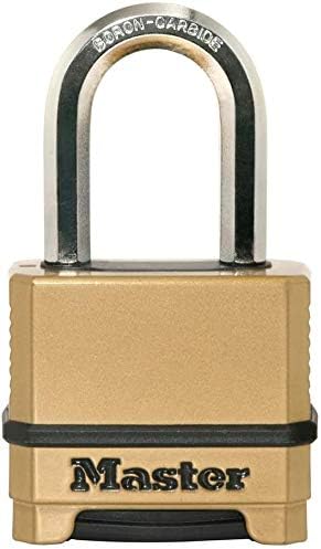 Master Lock M175XDLF Heavy Duty Outdoor Combination Lock, 1-1/2 in. Shackle, Brass Finish(Version 2021)