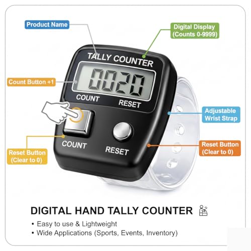 Image of Aim Emporium Mini Hand Tally Counter /Jaap Counter /Digital Tasbeeh Counter Pack of 2 Color Multi.