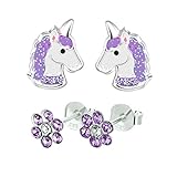 KINDEROHRRINGE – echtes 925er Sterling Silber - Einhorn: 0,8 cm x 1,0 cm – Blume: 0,5 cm . 925er Sterling Silber ist nickelfrei – die Kinderohrringe sind hochglanzpoliert – mit Emaille oder Kristallen fein verziert. Bitte beachte die Artikel sind vergrössert abgebildet!