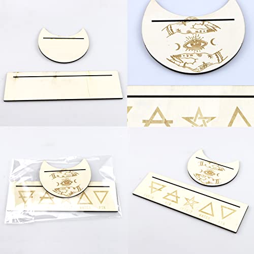 Yuwao 2 peças suporte para cartão de tarô de madeira retangular em forma de lua suporte para cartão