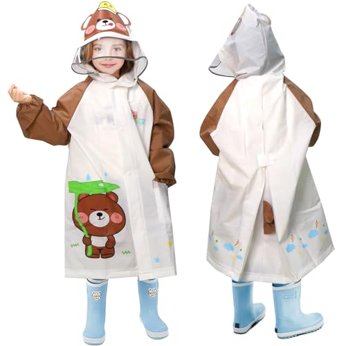 ANYOO Kids Rain Poncho with Hood Reusable Rain Jacket Lightweight & Durable Raincoats for Boys and Girls for Travel Outdoor
