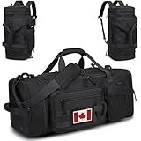 TONRUYN 3 in 1 Tactical Gym Bag Backpack for Men 40-45L Expandable Travel Duffle Bag for Women Large Military Sport Duffel Bags Weekend Overnight with Shoe Compartment & Wet Pocket for Fitness, Black