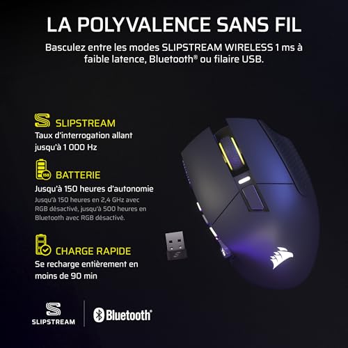 Corsair Scimitar Elite Wireless SE MMO Souris de Jeu – 33 000 DPI, 16 Boutons Programmables, Adjustable Key Slider™, Elgato Virtual Stream Deck, 1K Hyper-Polling, Jusqu'à 150h de Batterie – Gunmetal