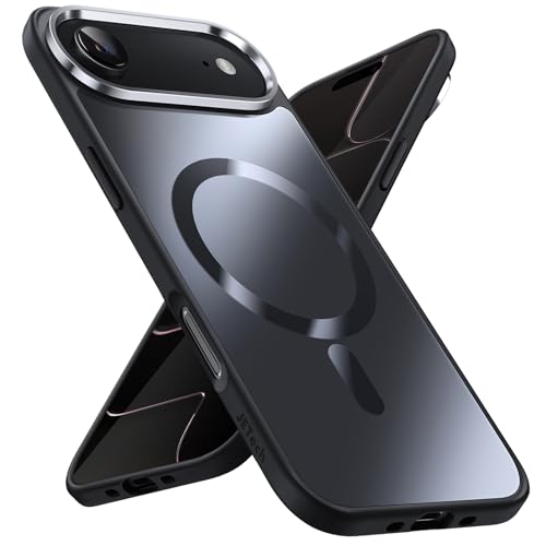JETech Cover Magnetica per iPhone Air Compatibile con MagSafe, Lustro Metallico di Lusso Opaca Posteriore Sottile Antiurto Placcatura Cellulare Custodia (Nero)
