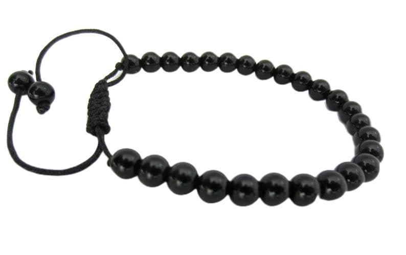 Bracelet onyx noir 6mm en fil ajustable de qualité supérieure pour homme et femme